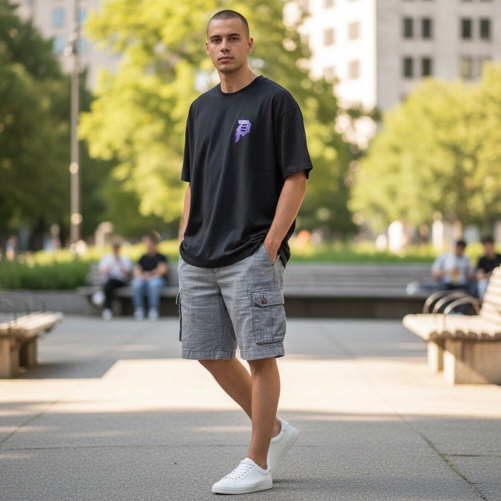 Ecko Unltd 34 Fill 'Em Up Cargo Shorts Y2K Heather Gray/Black 100% Cotton